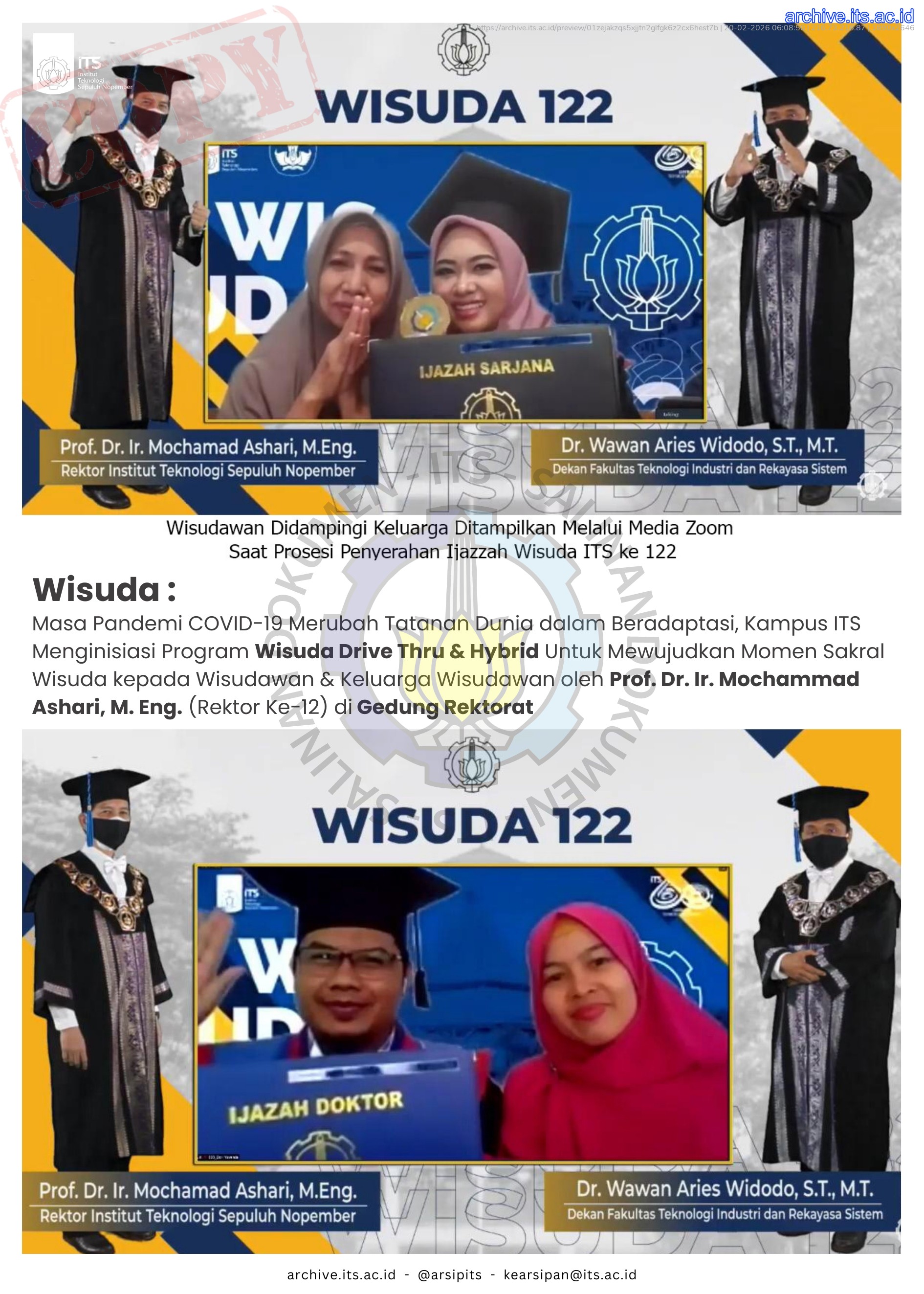 Kolase Foto Pameran Arsip Wisuda ITS ke 131 - Biro Umum, Keamanan, dan Keselamatan, Kesehatan Kerja dan Lingkungan