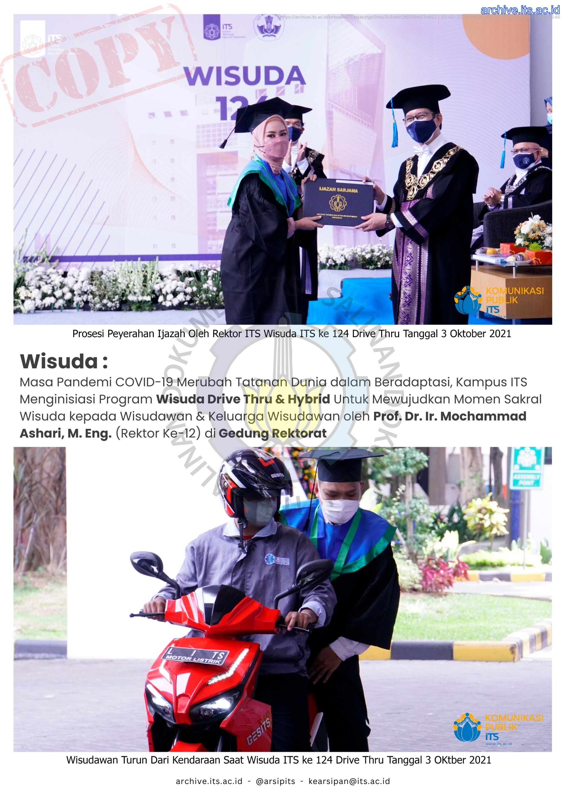 Kolase Foto Pameran Arsip Wisuda ITS ke 131 - Biro Umum, Keamanan, dan Keselamatan, Kesehatan Kerja dan Lingkungan