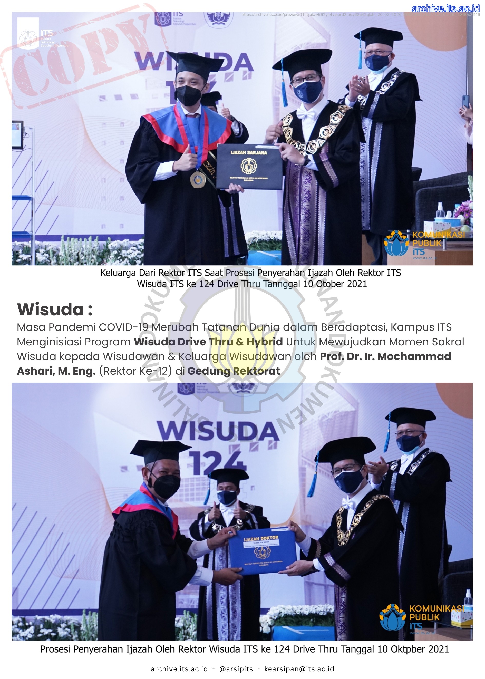 Kolase Foto Pameran Arsip Wisuda ITS ke 131 - Biro Umum, Keamanan, dan Keselamatan, Kesehatan Kerja dan Lingkungan